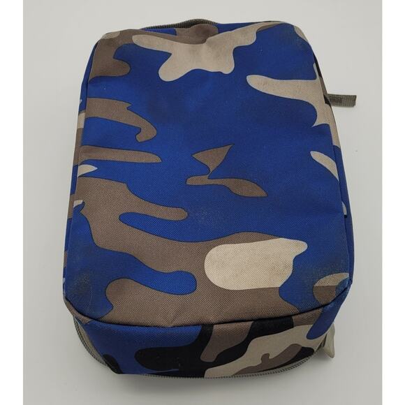 LL Bean Blue Urban Camo Insulated Lunch Bag Cooler Tote Picnic All Around Zipper - Picture 12 of 16